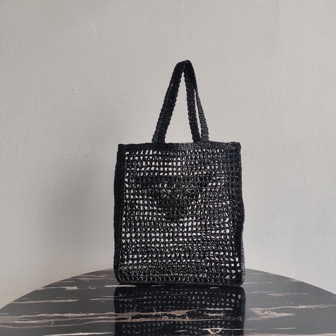 Prada Crochet Bag Tote Black 1BG393